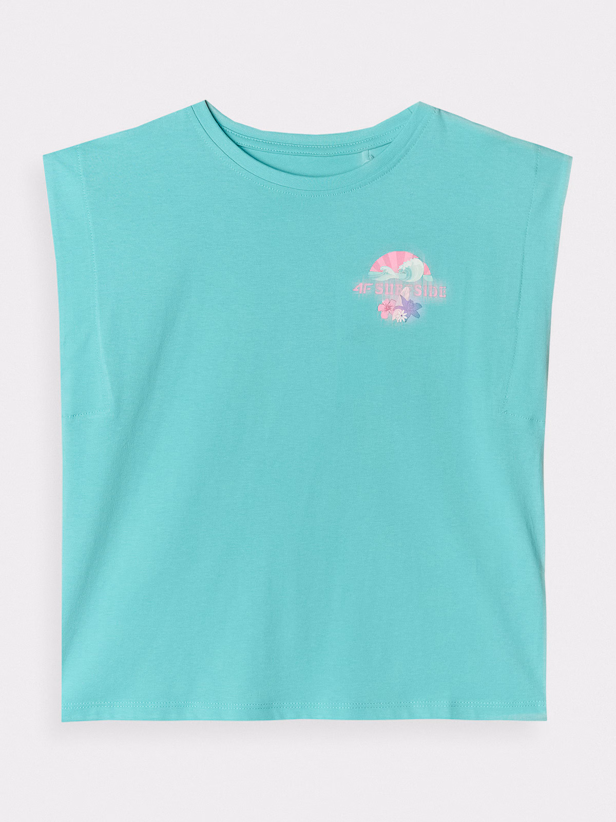 Top z nadrukiem dziewczęcy - turkusowy