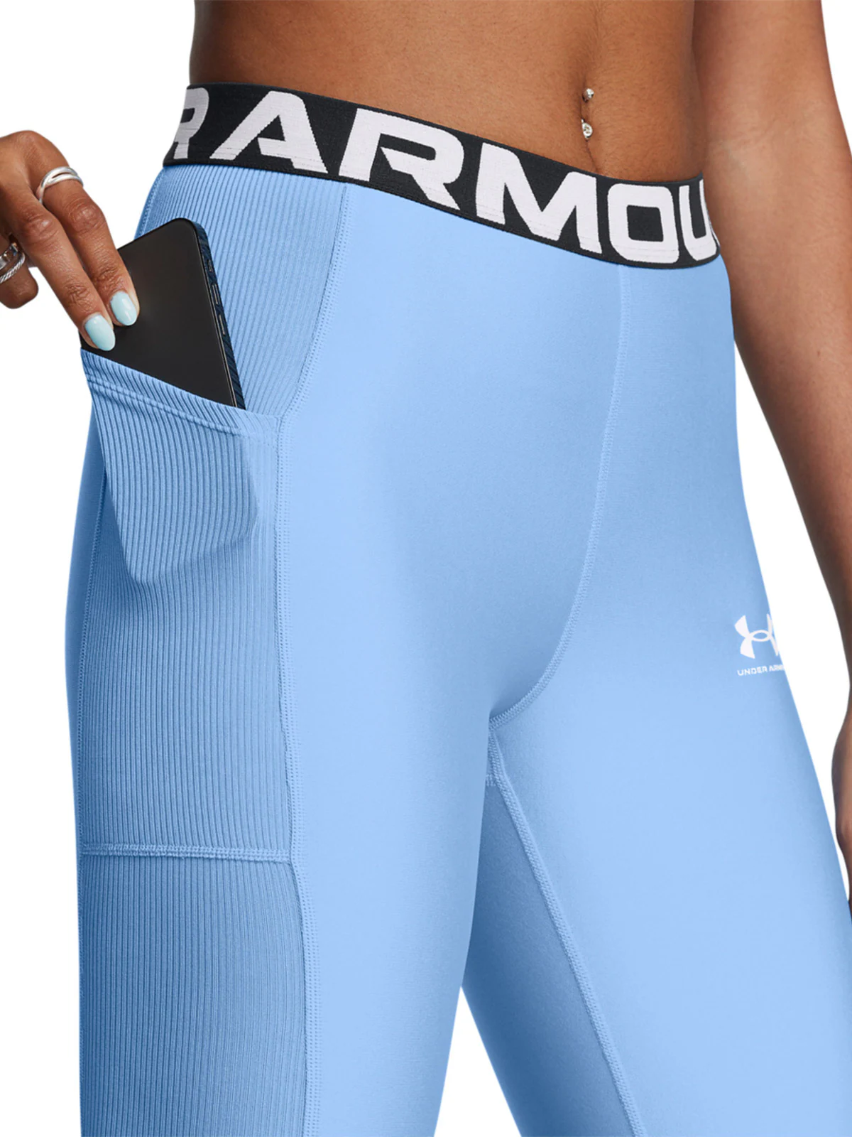 Legginsy treningowe damskie Under Armour Heatgear Rib Legging - niebieskie