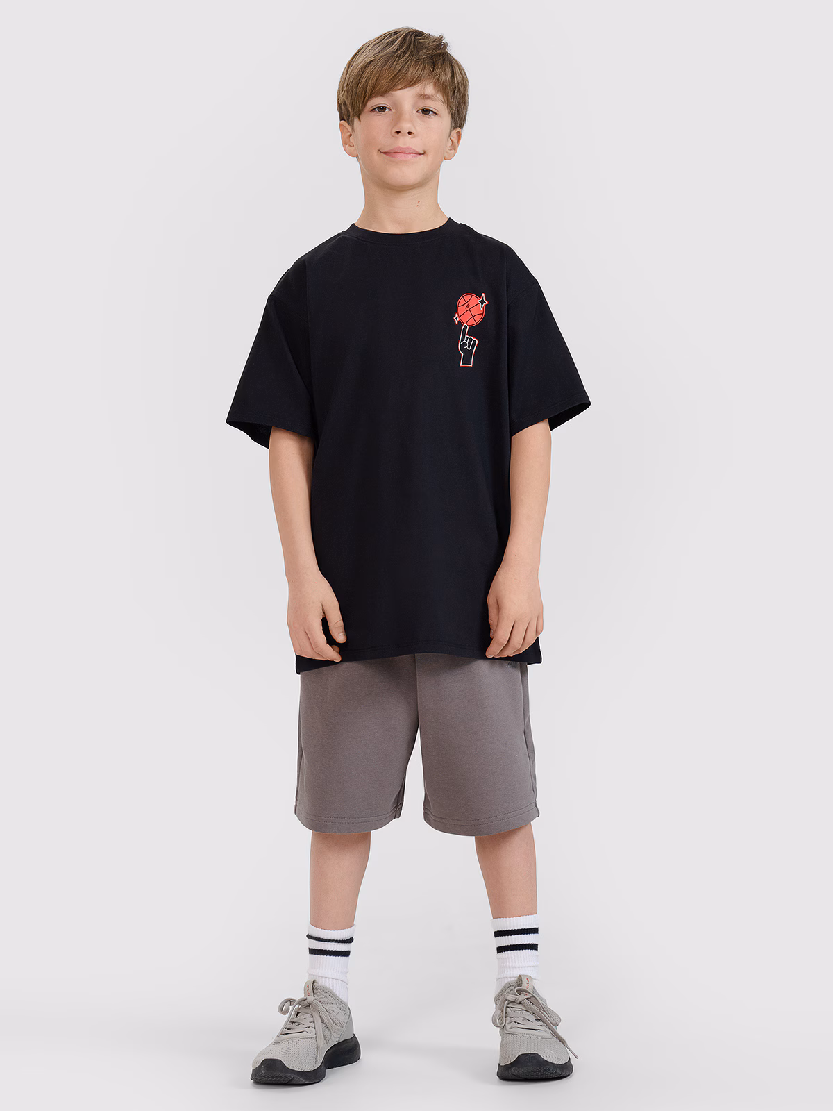 T-shirt oversize z nadrukiem chłopięcy - czerwony