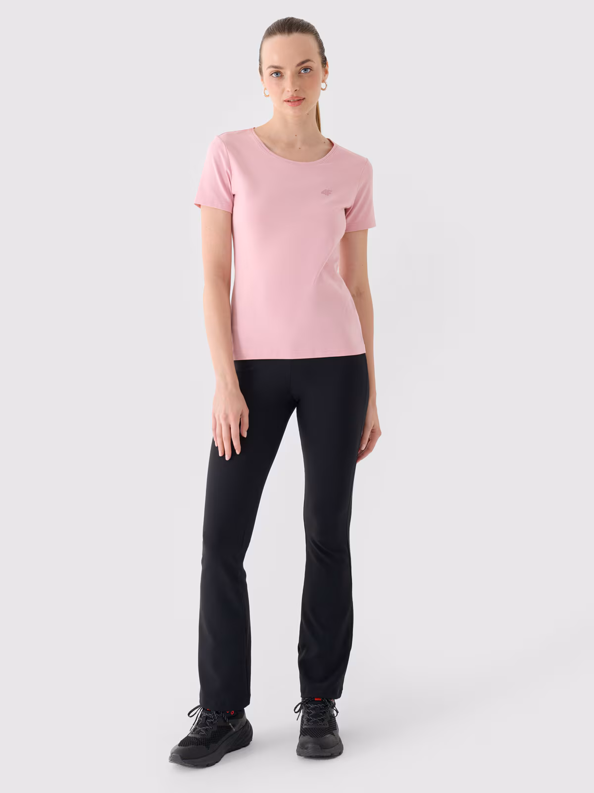 T-shirt slim gładki damski - czerwony