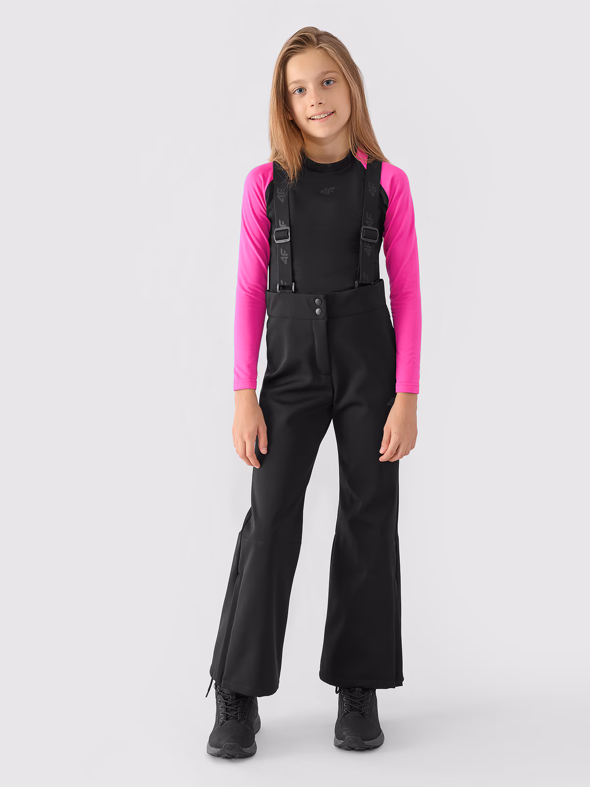 Spodnie narciarskie softshellowe membrana 5000 dziewczęce - czarne