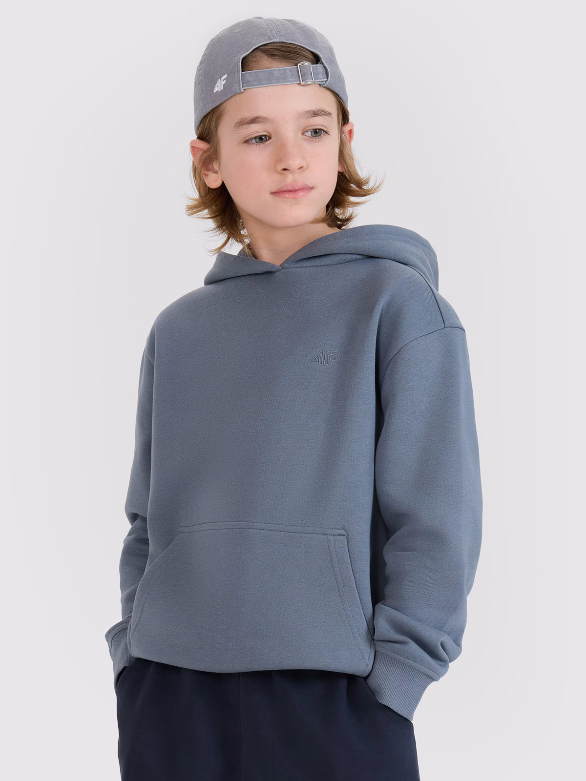 Bluza dresowa nierozpinana z kapturem chłopięca - turkusowa