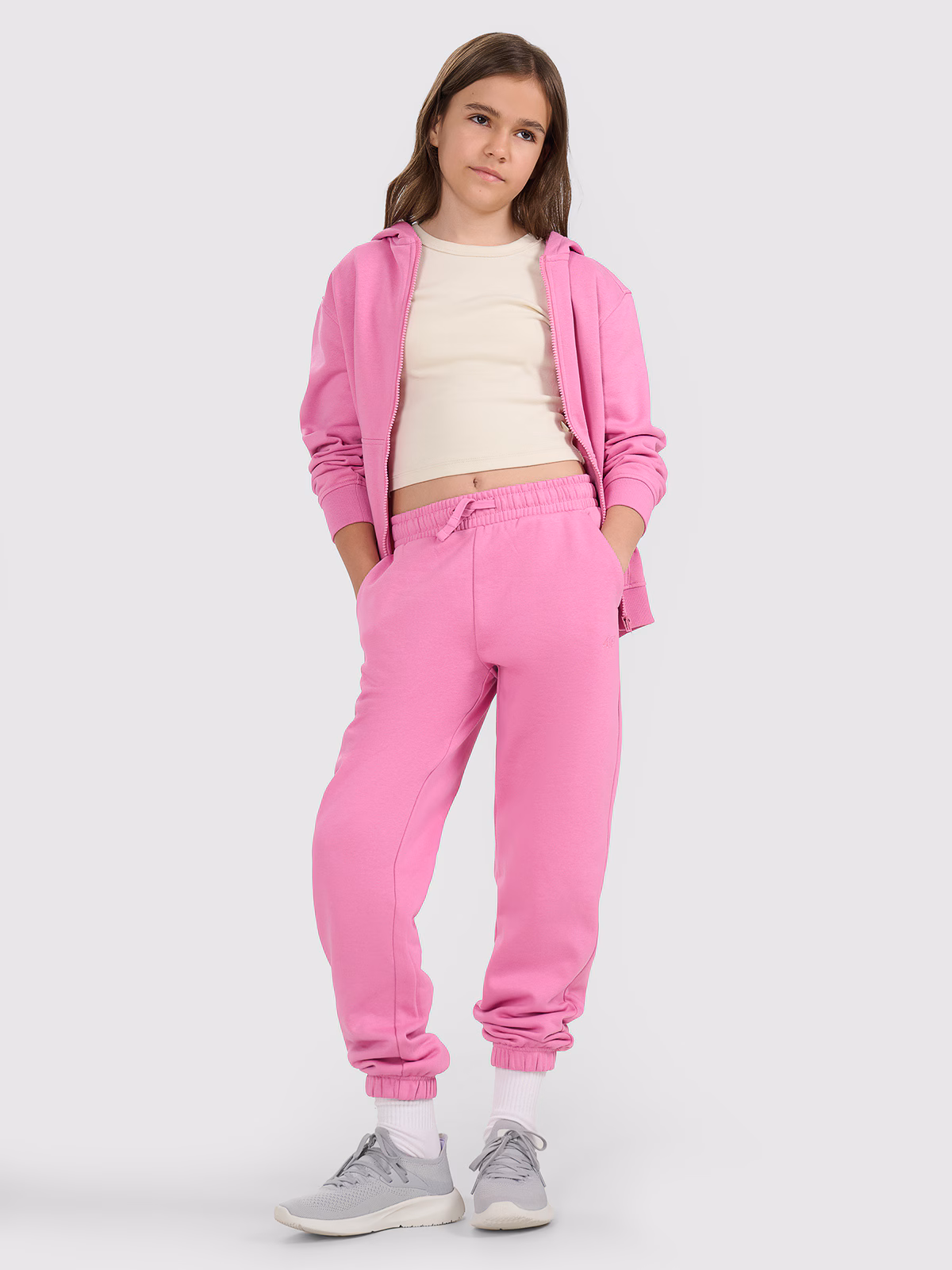 Spodnie dresowe joggery dziewczęce - różowe