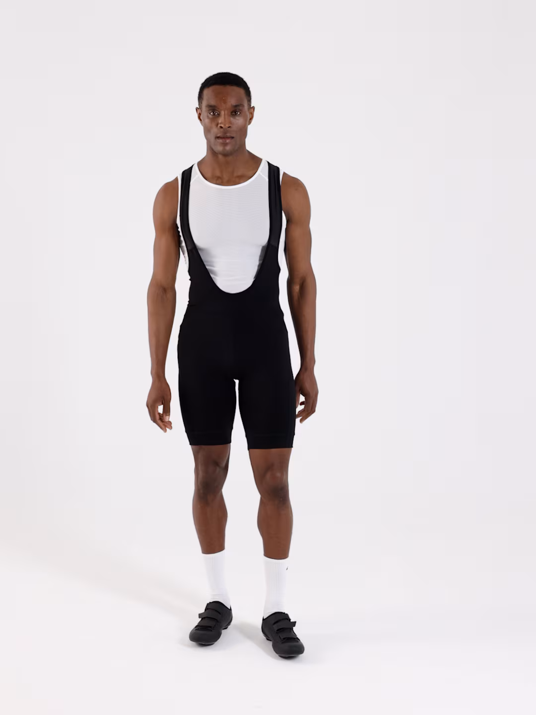 Legginsy krótkie rowerowe z żelowo-piankową wkładką i szelkami męskie - czarne