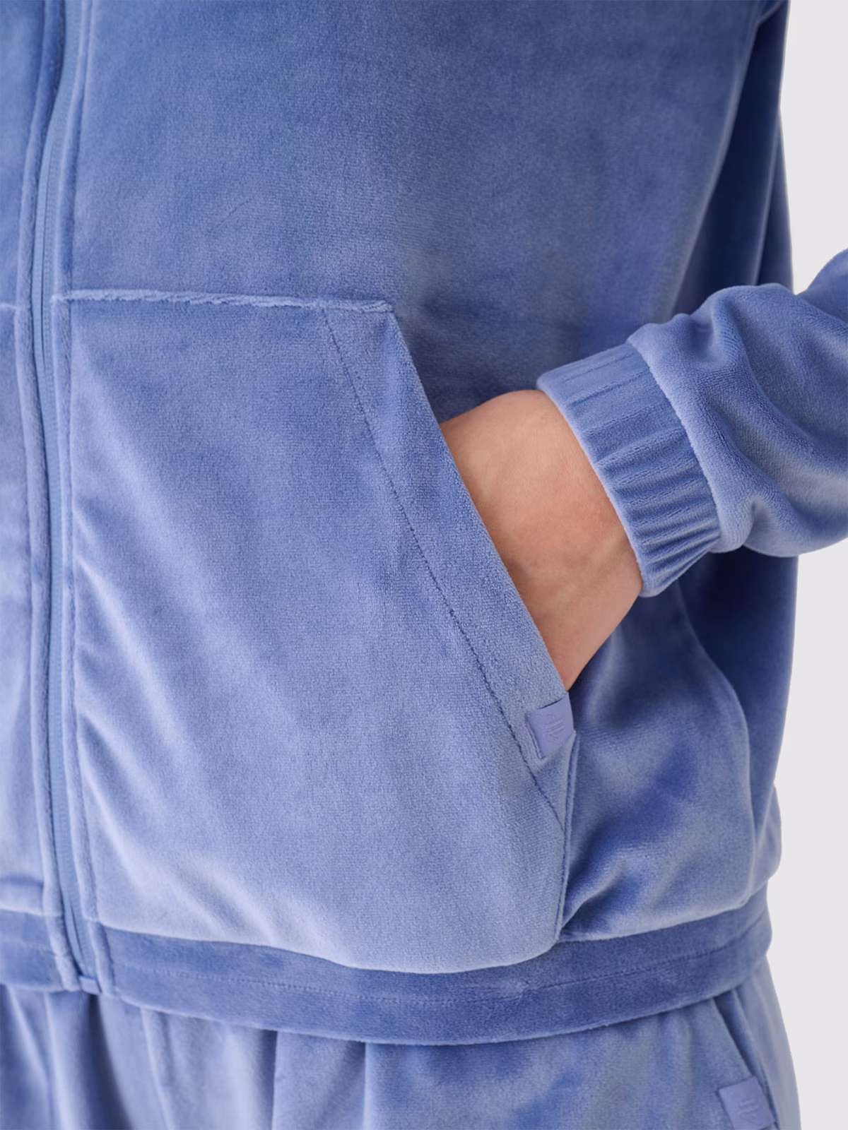 Bluza dresowa z weluru rozpinana z kapturem damska - granatowa