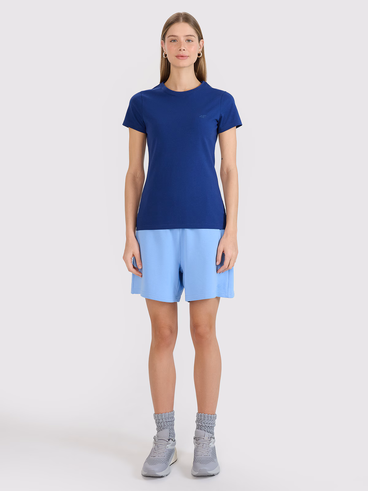 T-shirt slim gładki damski - różowy