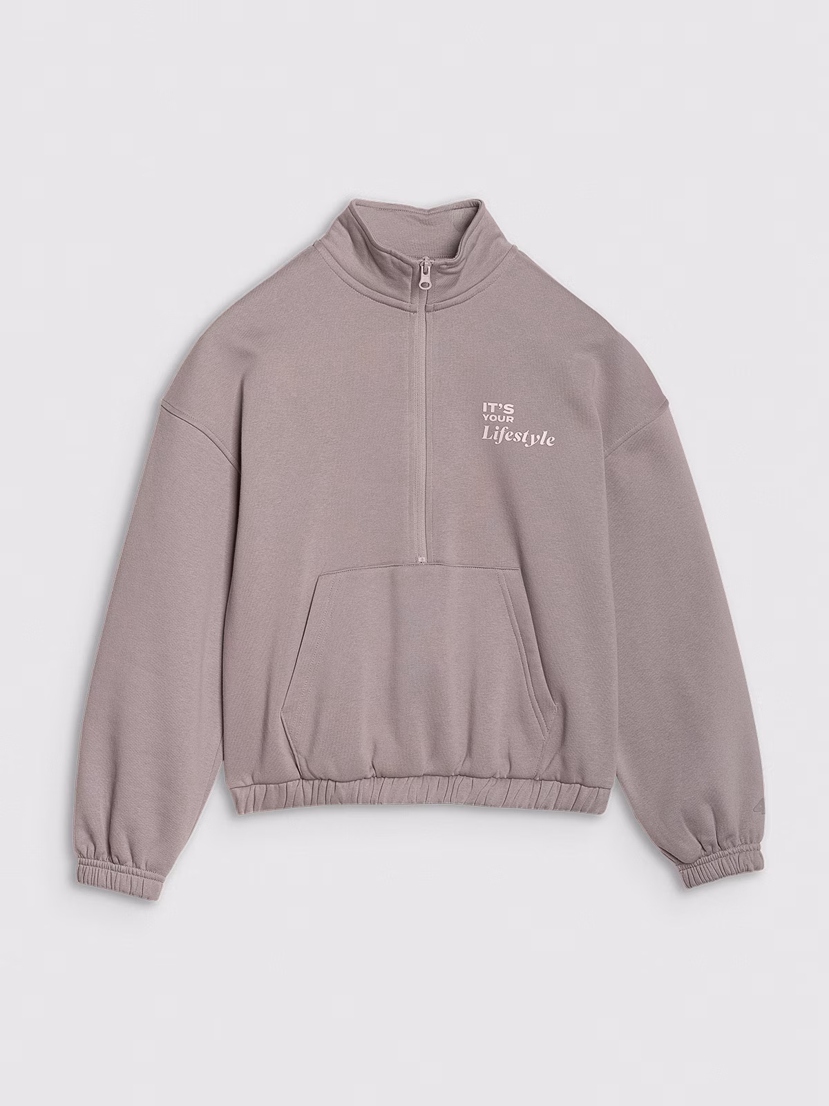 Bluza dresowa nierozpinana bez kaptura dziewczęca - beżowa