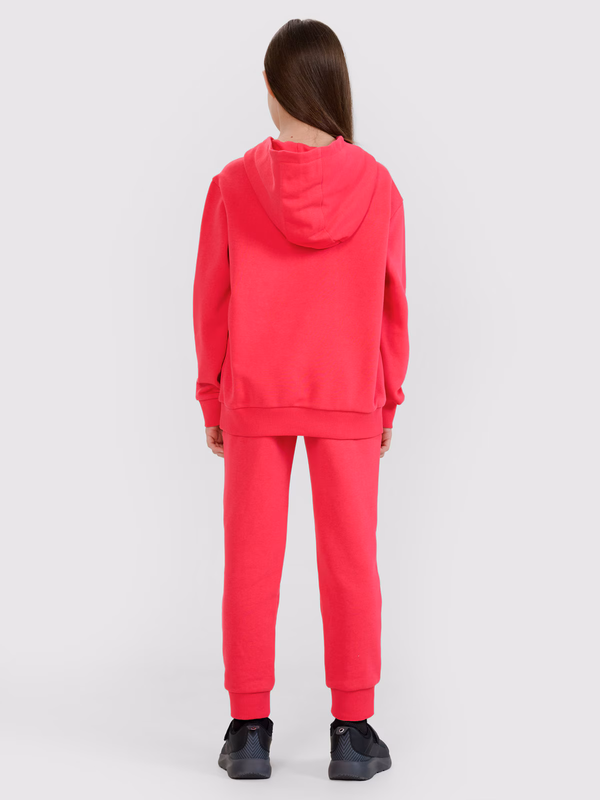 Bluza dresowa nierozpinana z kapturem dziewczęca - różowa