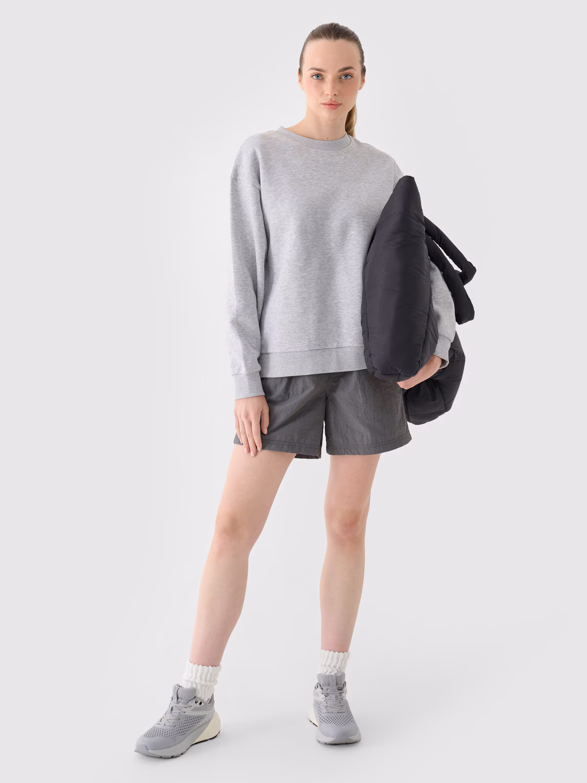 Bluza dresowa nierozpinana bez kaptura damska - szara