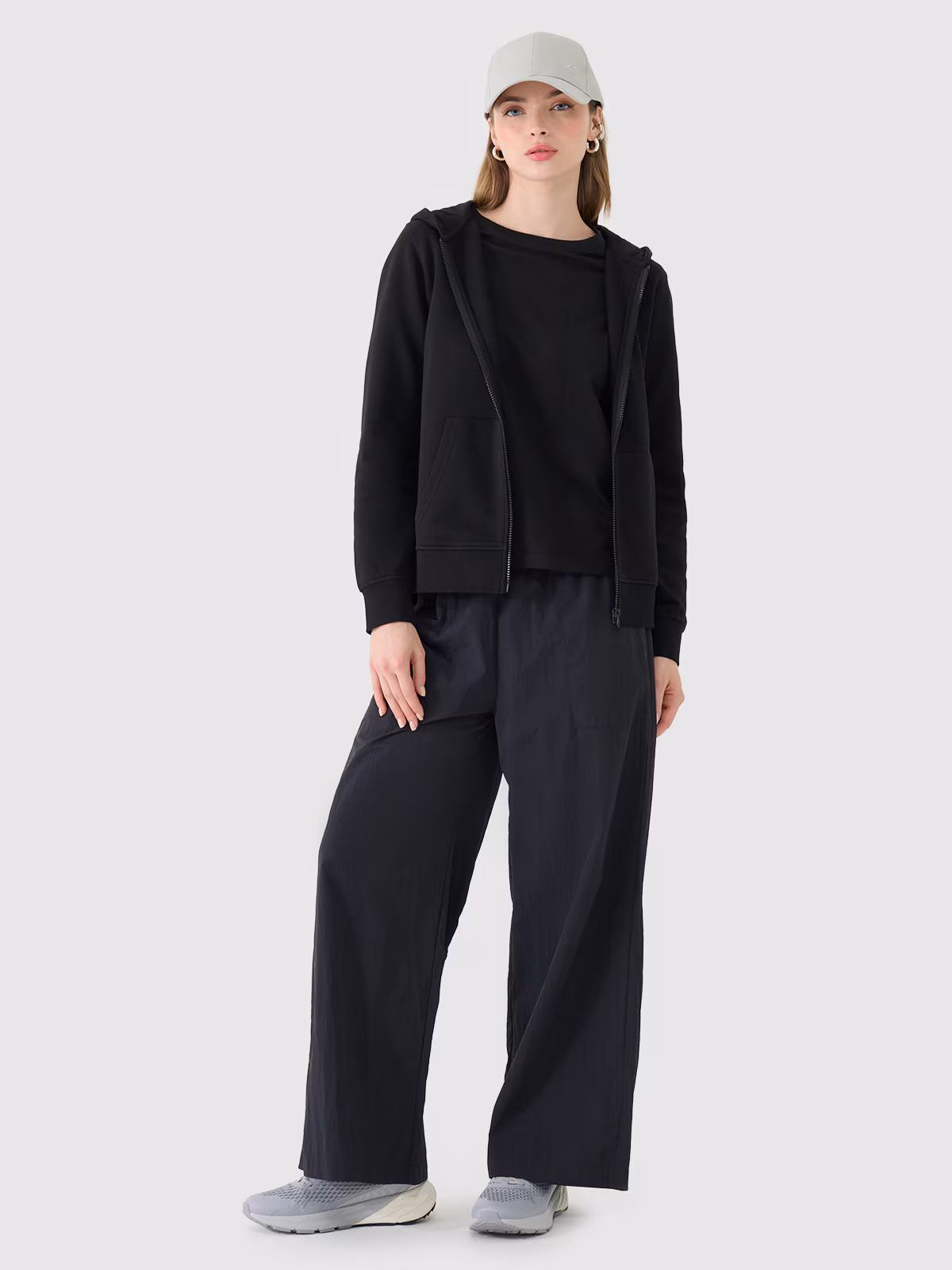 Bluza dresowa rozpinana z kapturem damska - czarna