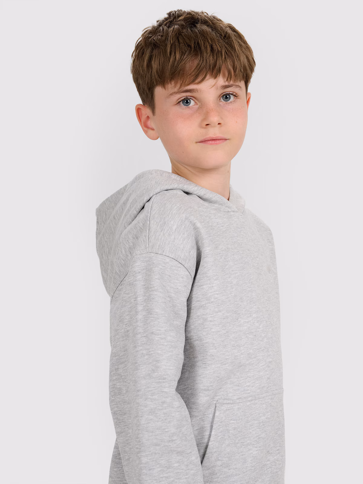 Bluza dresowa nierozpinana z kapturem chłopięca - szara