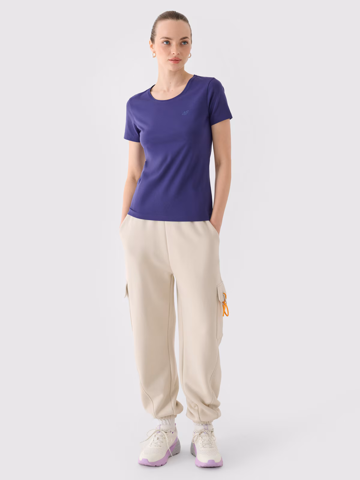 T-shirt slim gładki damski - czerwony