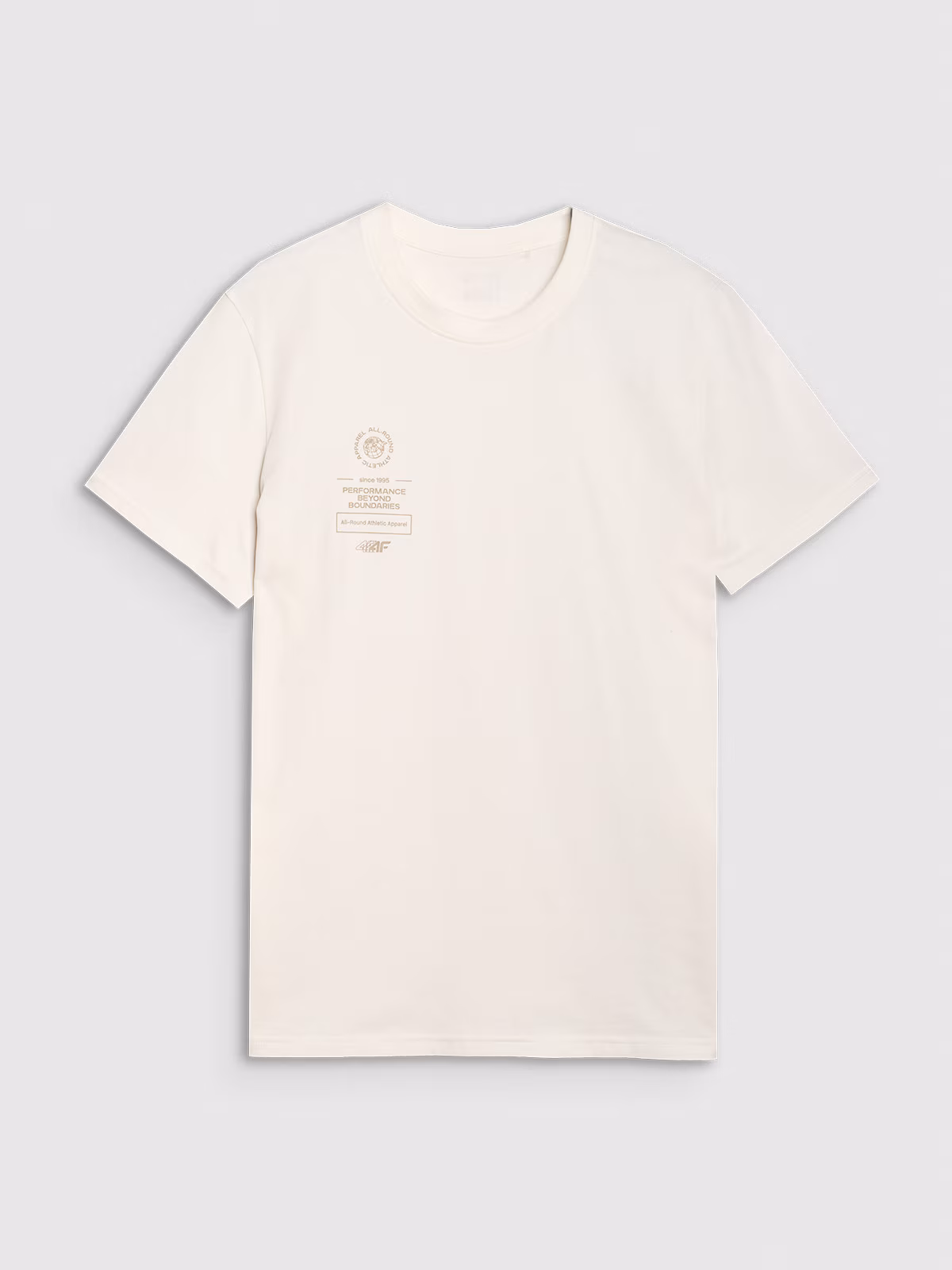 T-shirt regular z nadrukiem męski - beżowy