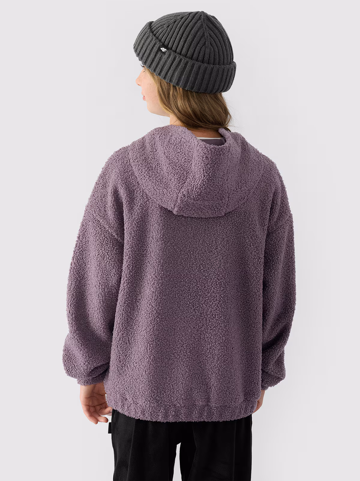 Polar sherpa z kapturem dziewczęcy - fioletowy