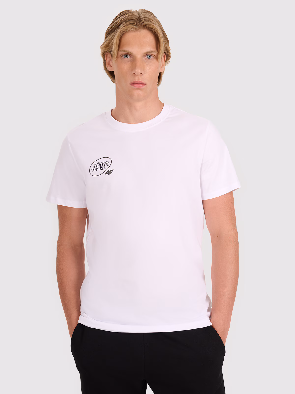 T-shirt regular z nadrukiem męski - granatowy