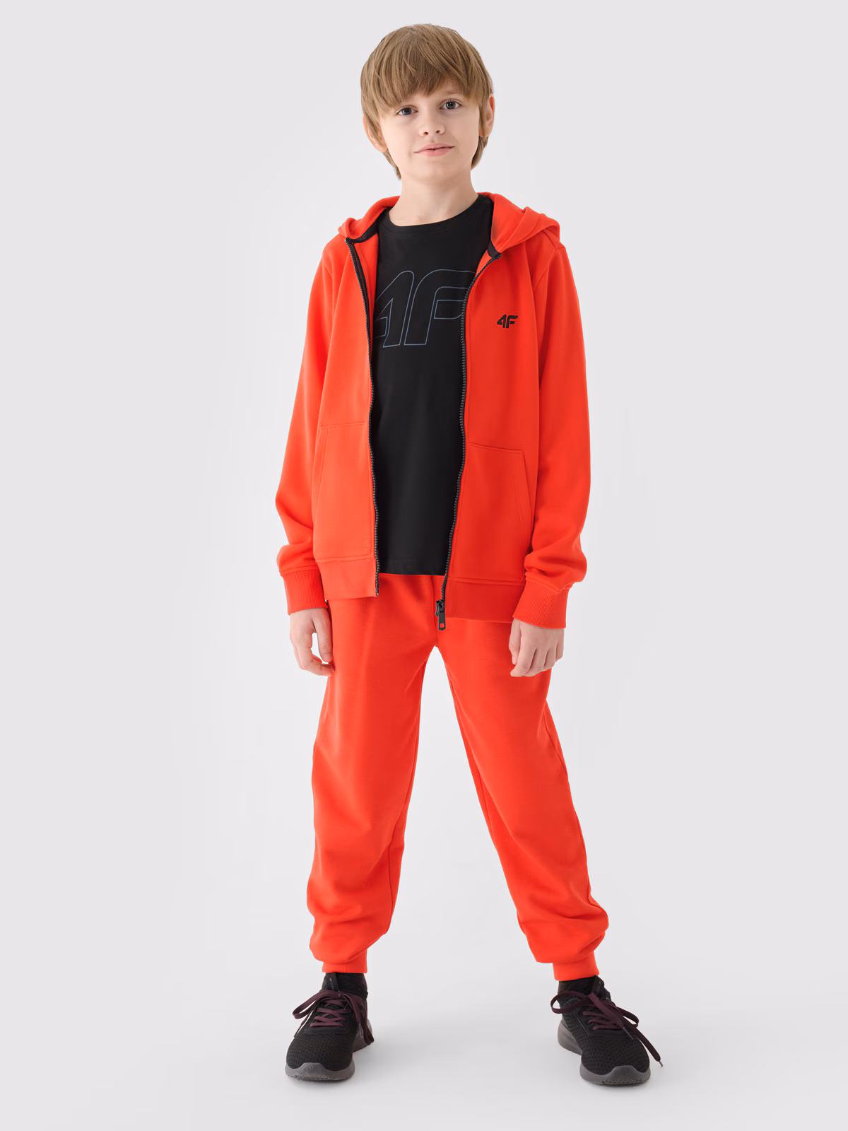 Bluza dresowa rozpinana z kapturem chłopięca - khaki