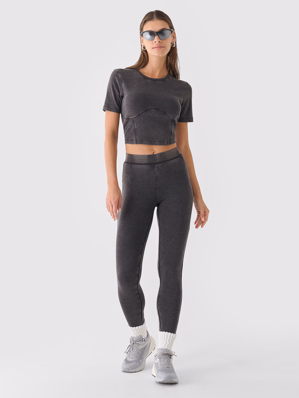 Legginsy dzianinowe damskie - czarne