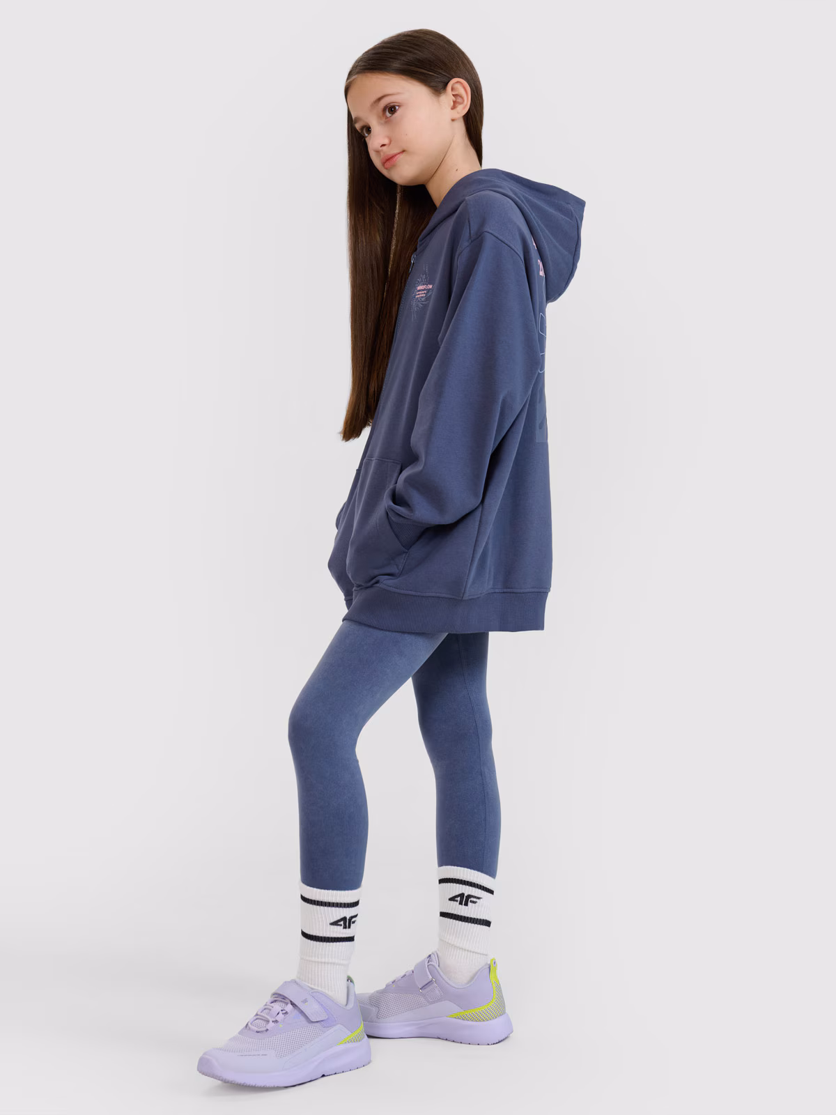 Bluza dresowa rozpinana z kapturem dziewczęca - szara