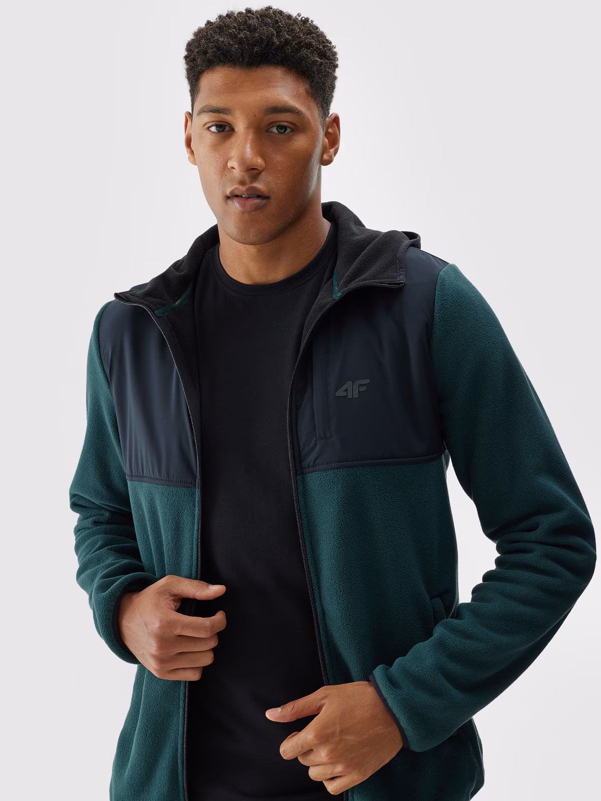 Polar z kapturem regular męski - zielony