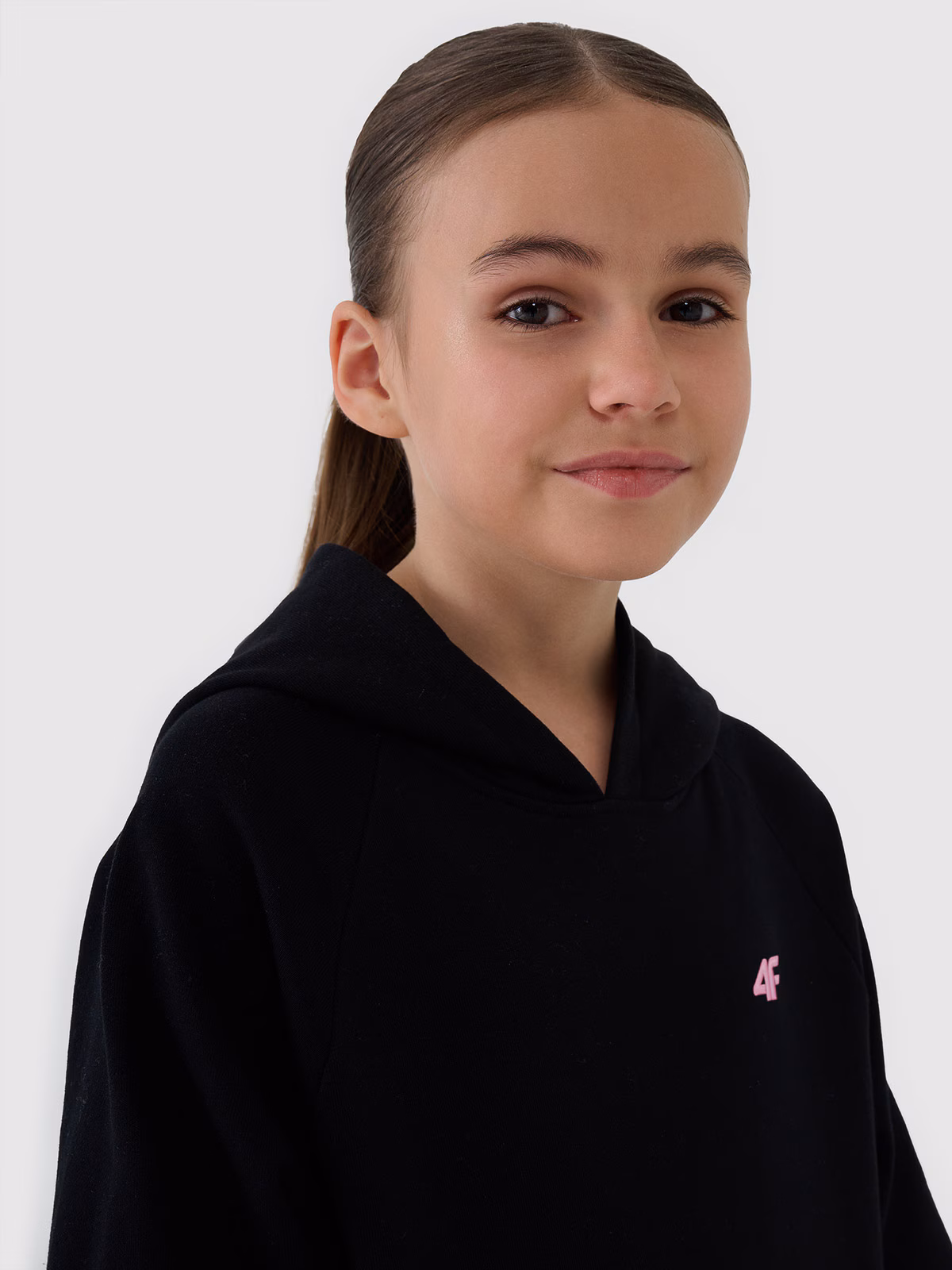 Bluza dresowa nierozpinana z kapturem dziewczęca - miętowa