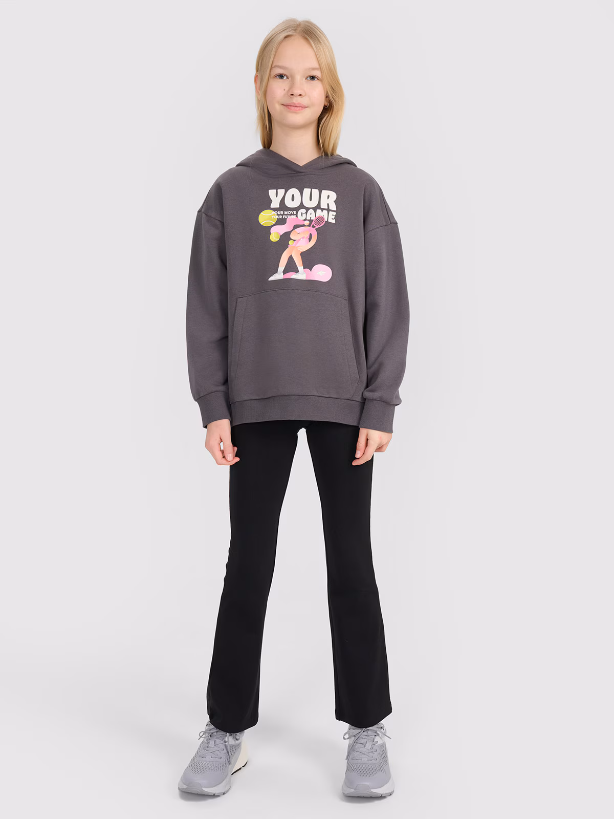 Bluza dresowa nierozpinana z kapturem dziewczęca - różowa