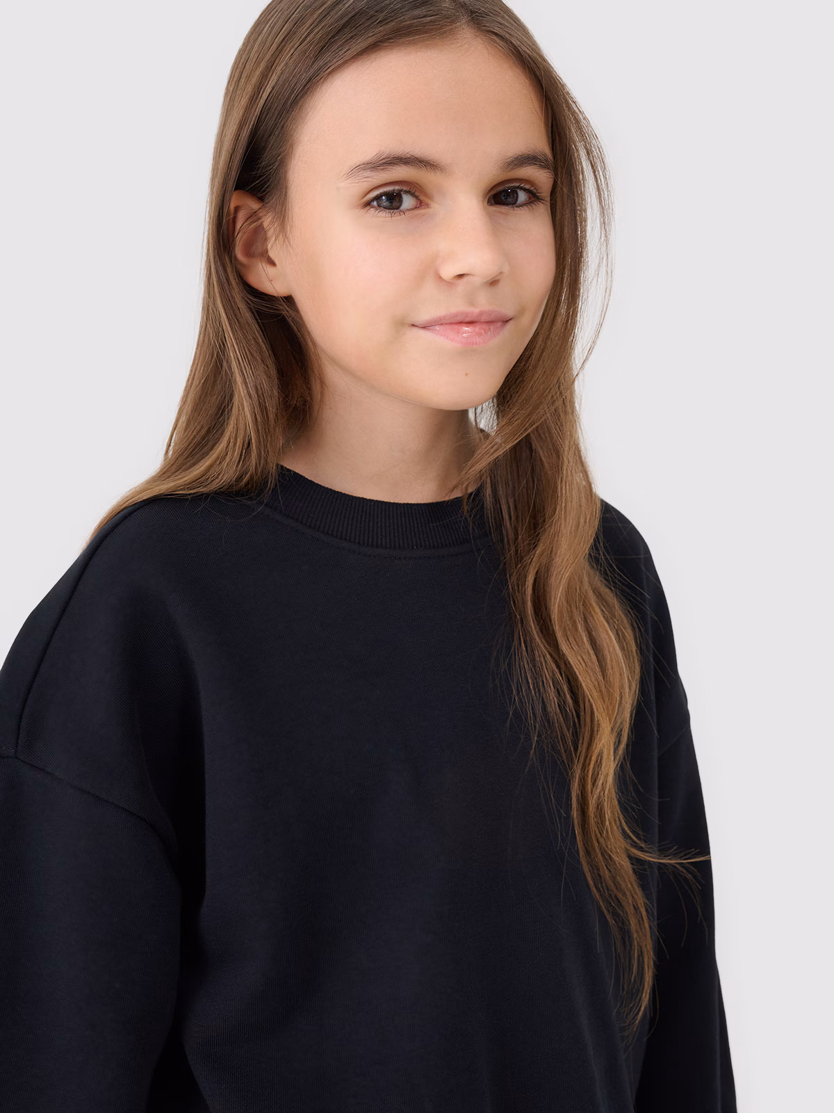 Bluza dresowa nierozpinana bez kaptura dziewczęca - beżowa