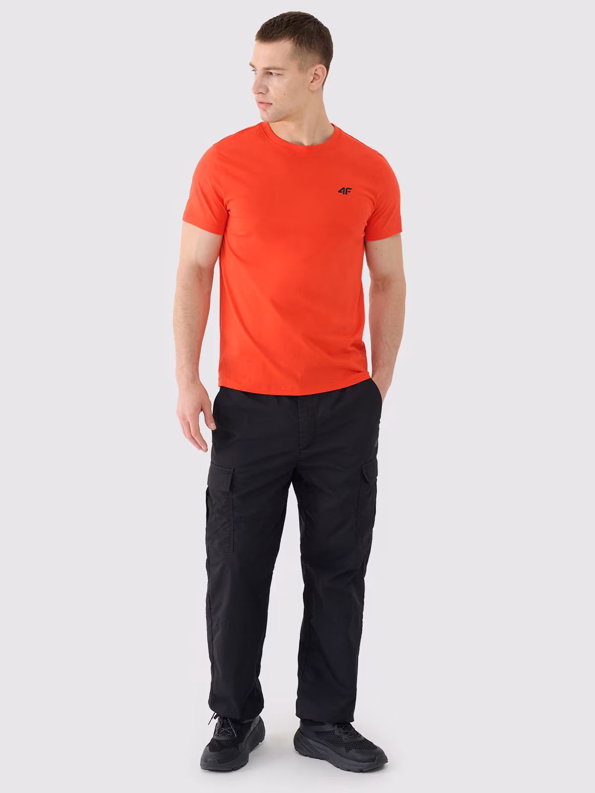 T-shirt regular gładki męski - czerwony