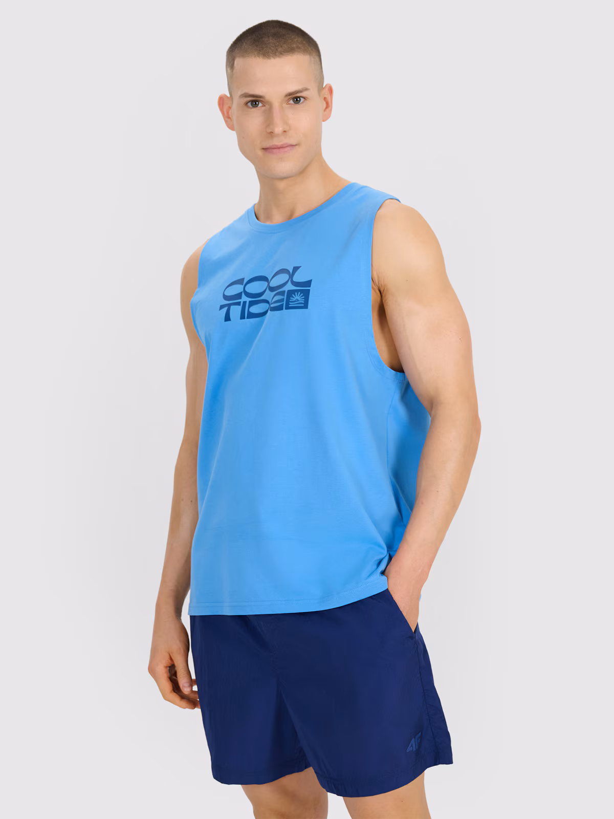 Tank top regular męski - niebieski