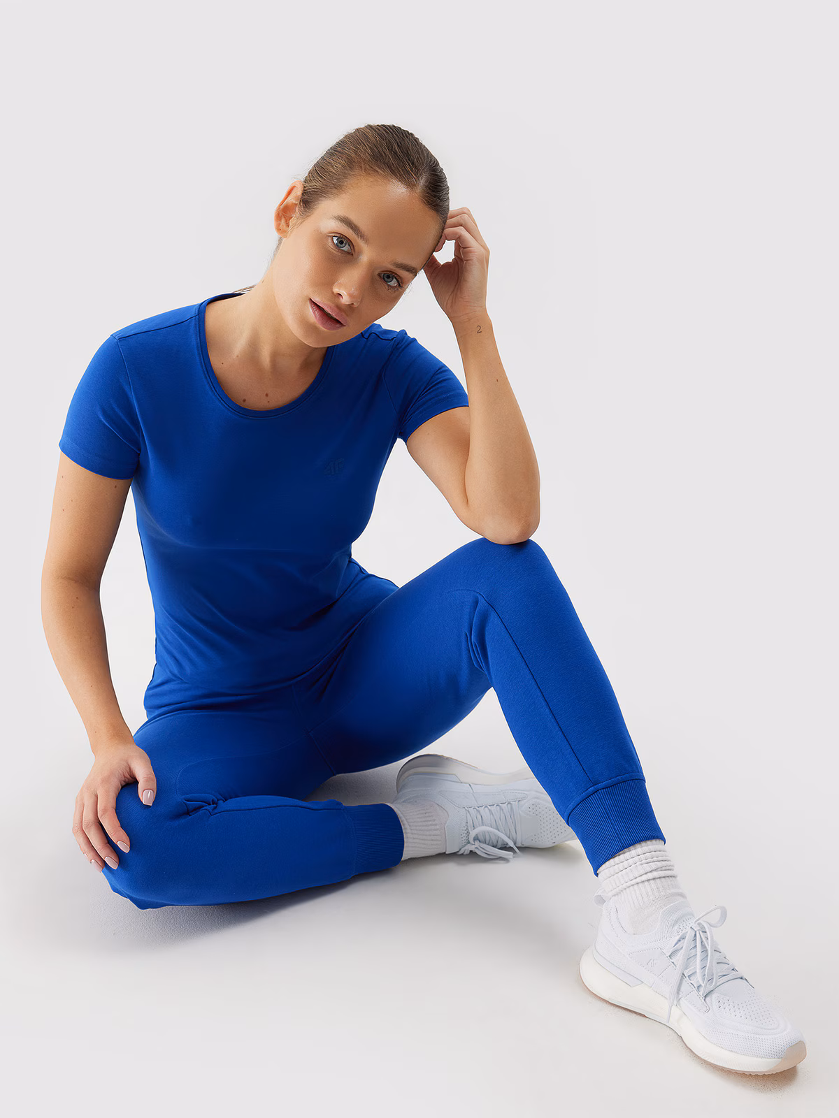 T-shirt slim gładki damski - czerwony