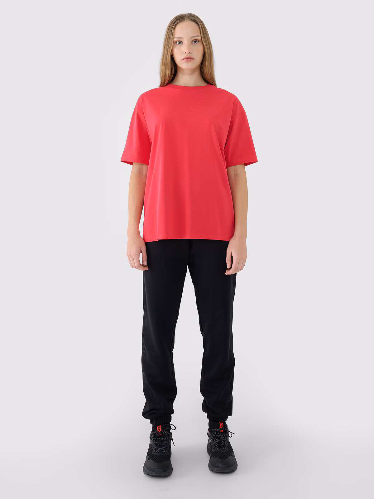 T-shirt oversize gładki damski - biały