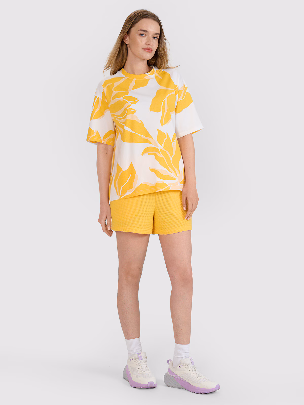 Spodenki dresowe z dzianiny waflowej damskie - granatowe