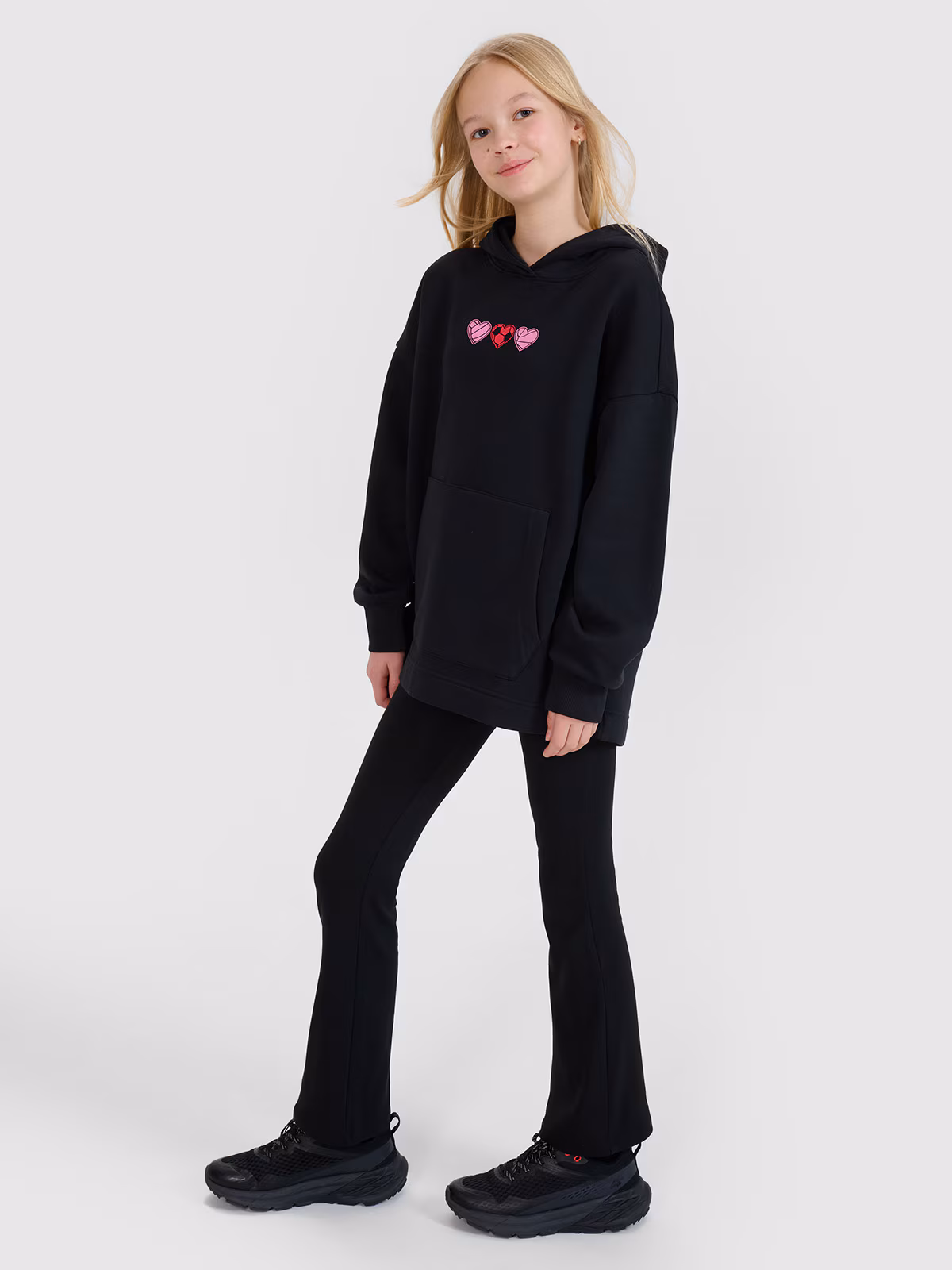 Bluza dresowa nierozpinana z kapturem dziewczęca - czerwona