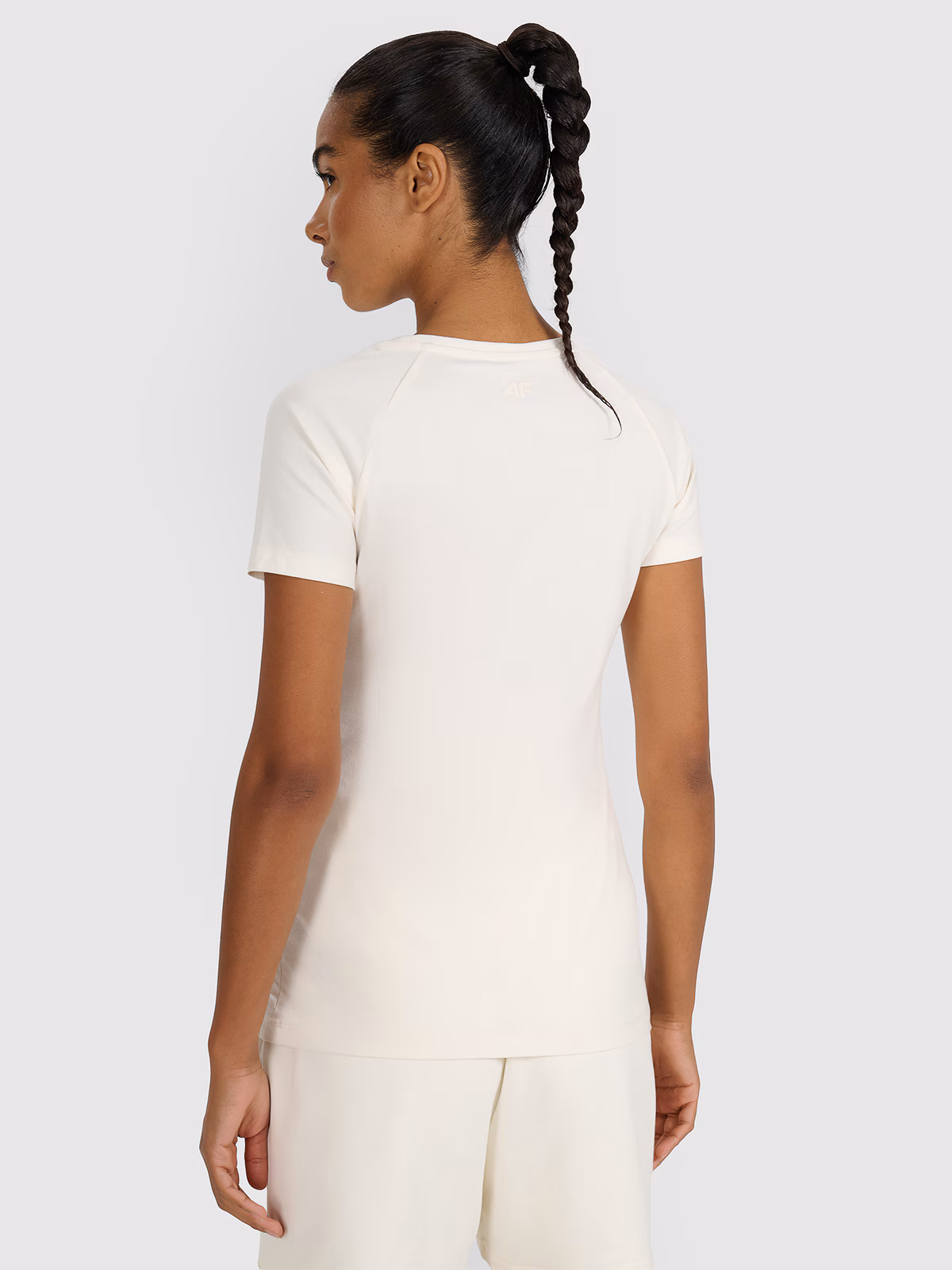 T-shirt slim z nadrukiem damski - szary