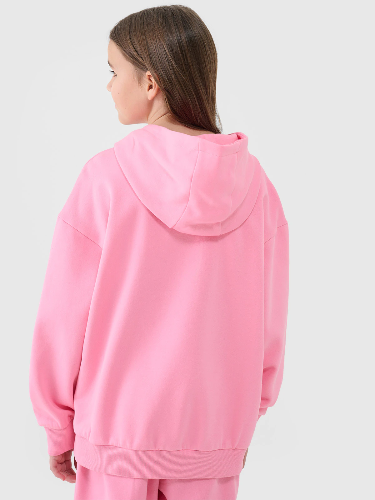 Bluza dresowa nierozpinana z kapturem dziewczęca - różowa