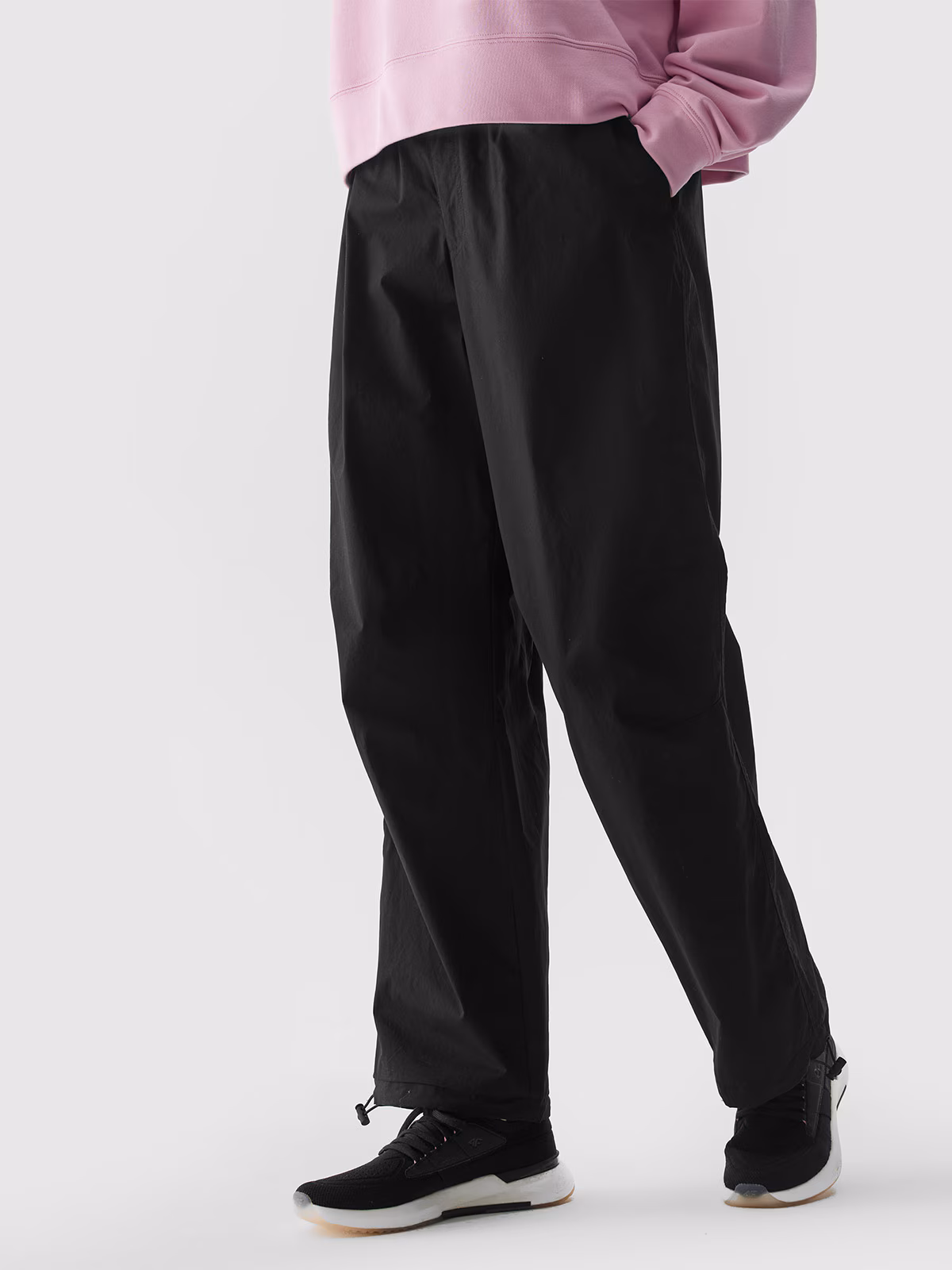 Spodnie casual baggy parachute damskie - łososiowy