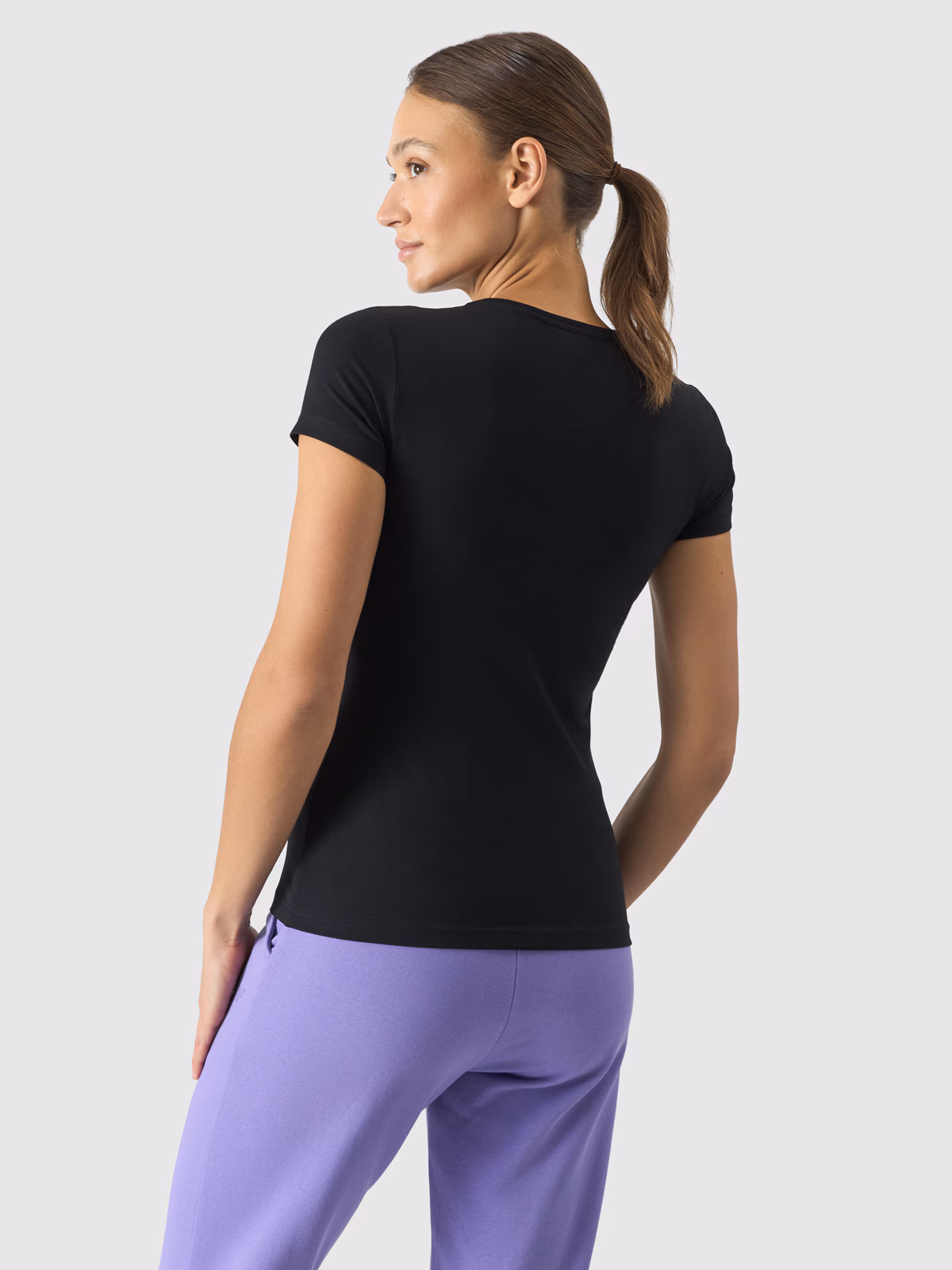 T-shirt slim gładki damski - czerwony