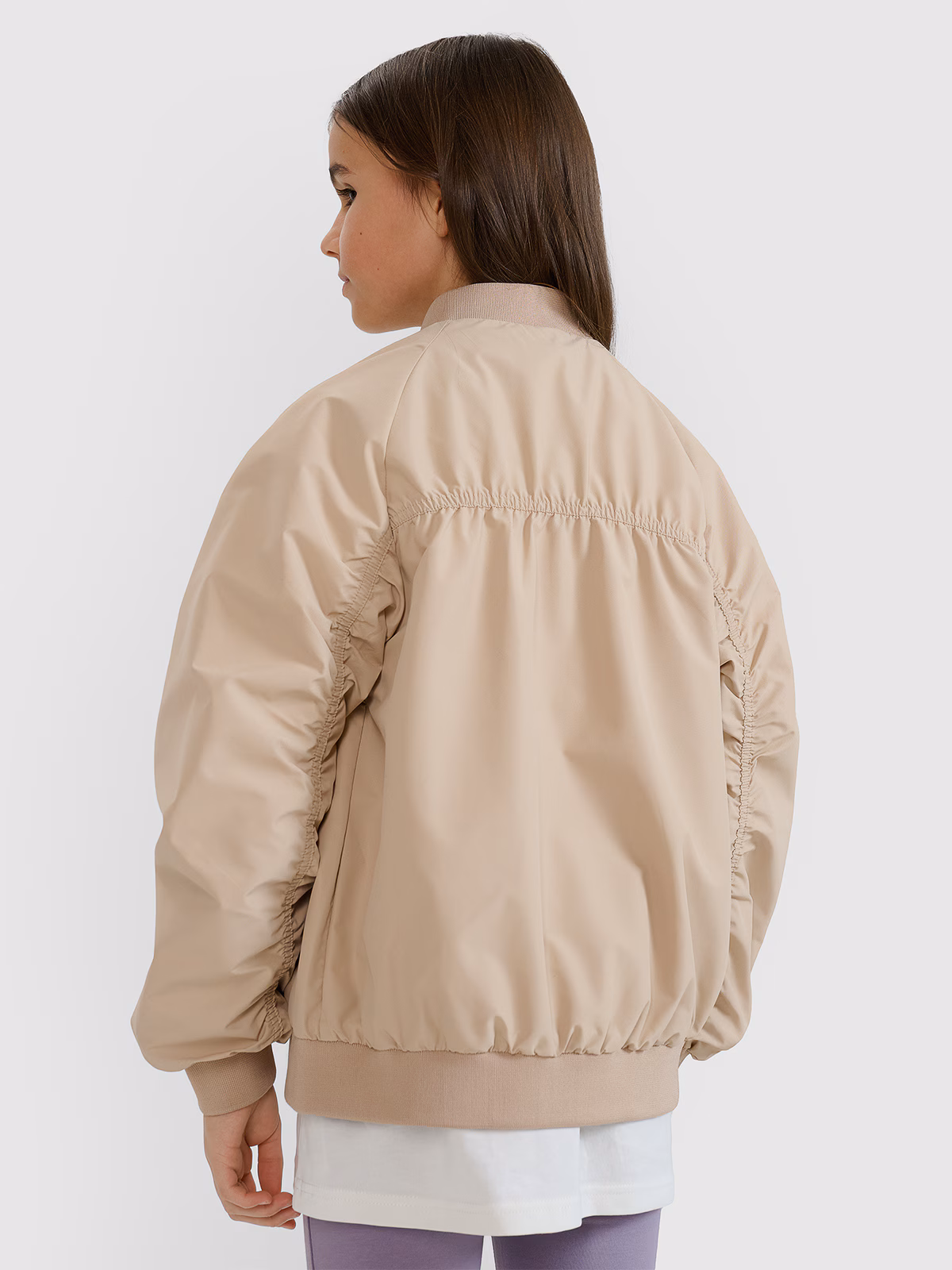 Kurtka przejściowa bomberka dziewczęca - beżowa