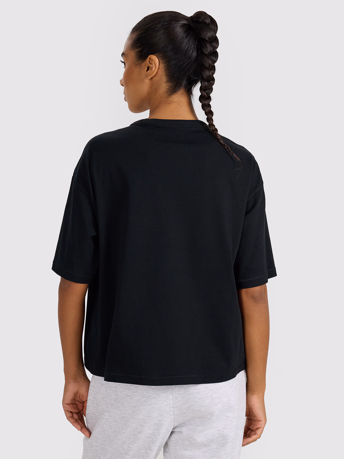 T-shirt oversize z nadrukiem damski - szary