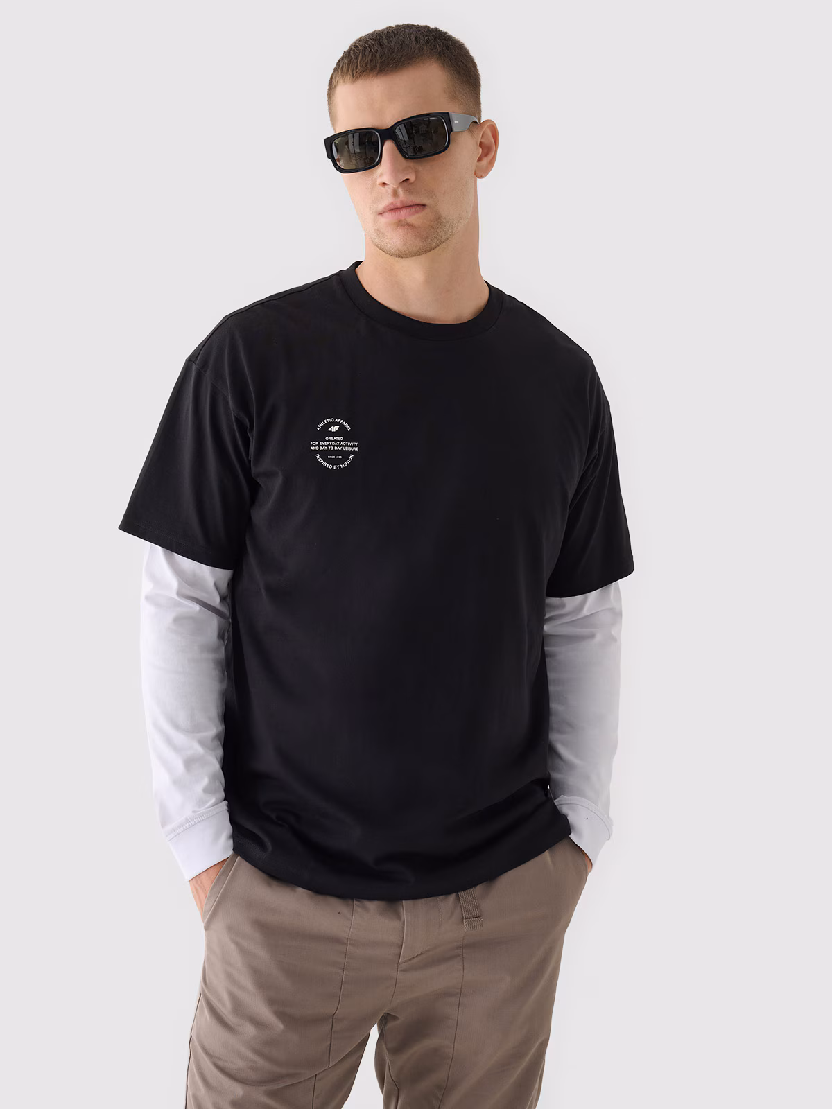 T-shirt oversize gładki uniseks - czarny