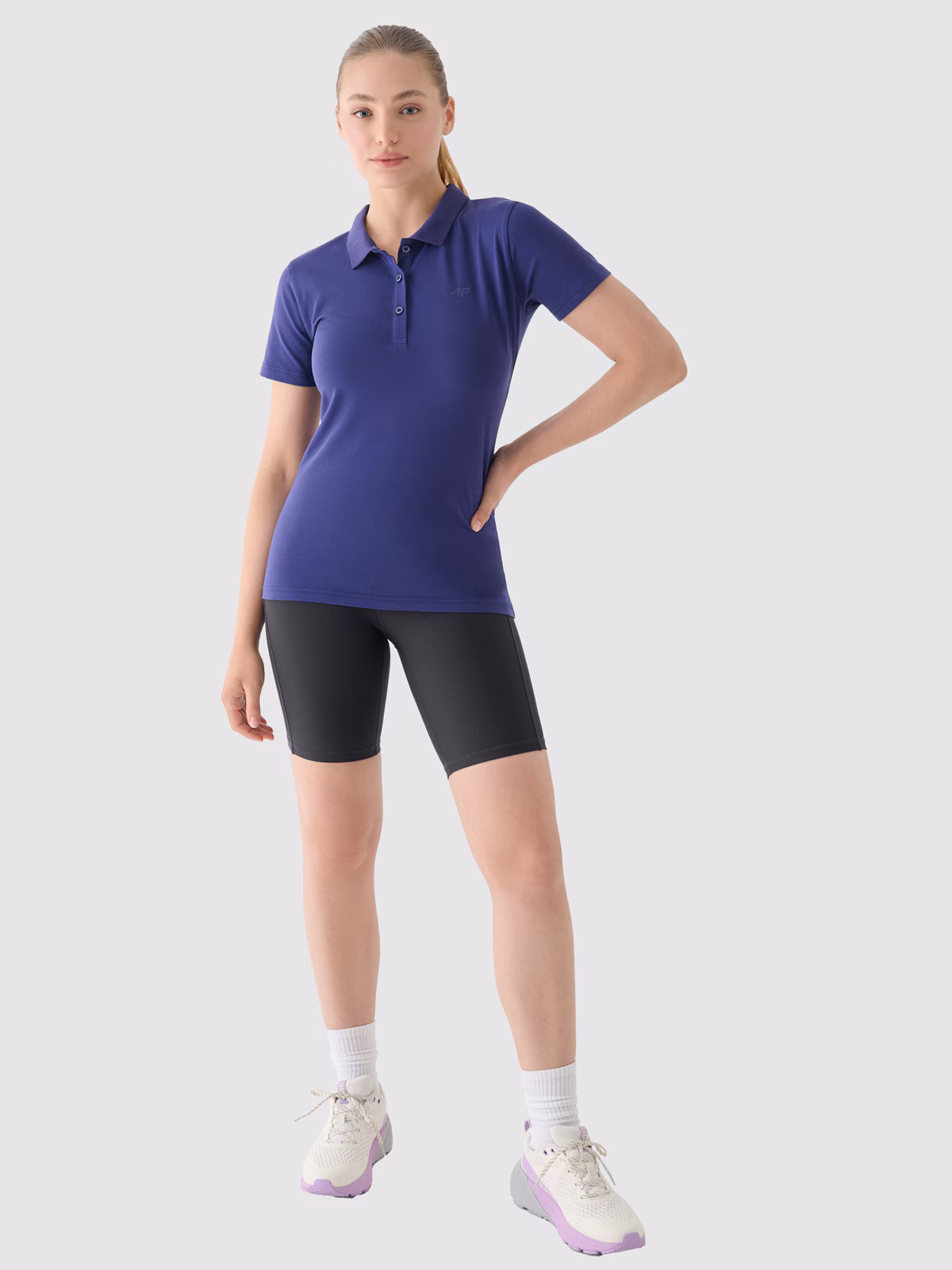 Koszulka polo slim damska - granatowa