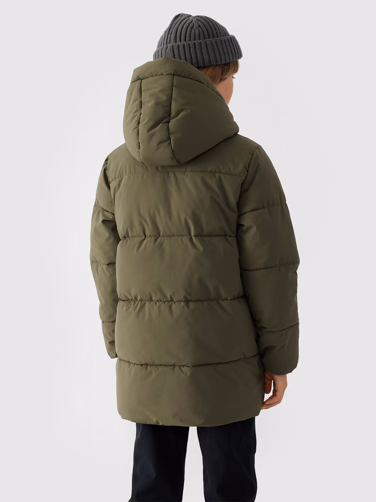 Płaszcz puchowy z wypełnieniem syntetycznym chłopięcy - khaki