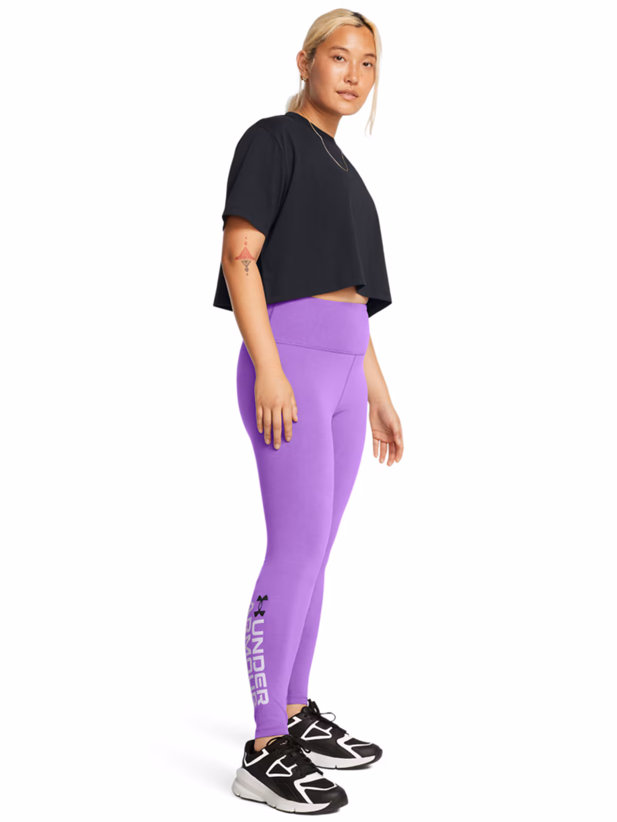 Legginsy dzianinowe damskie Under Armour Campus Graphic Legging - fioletowe