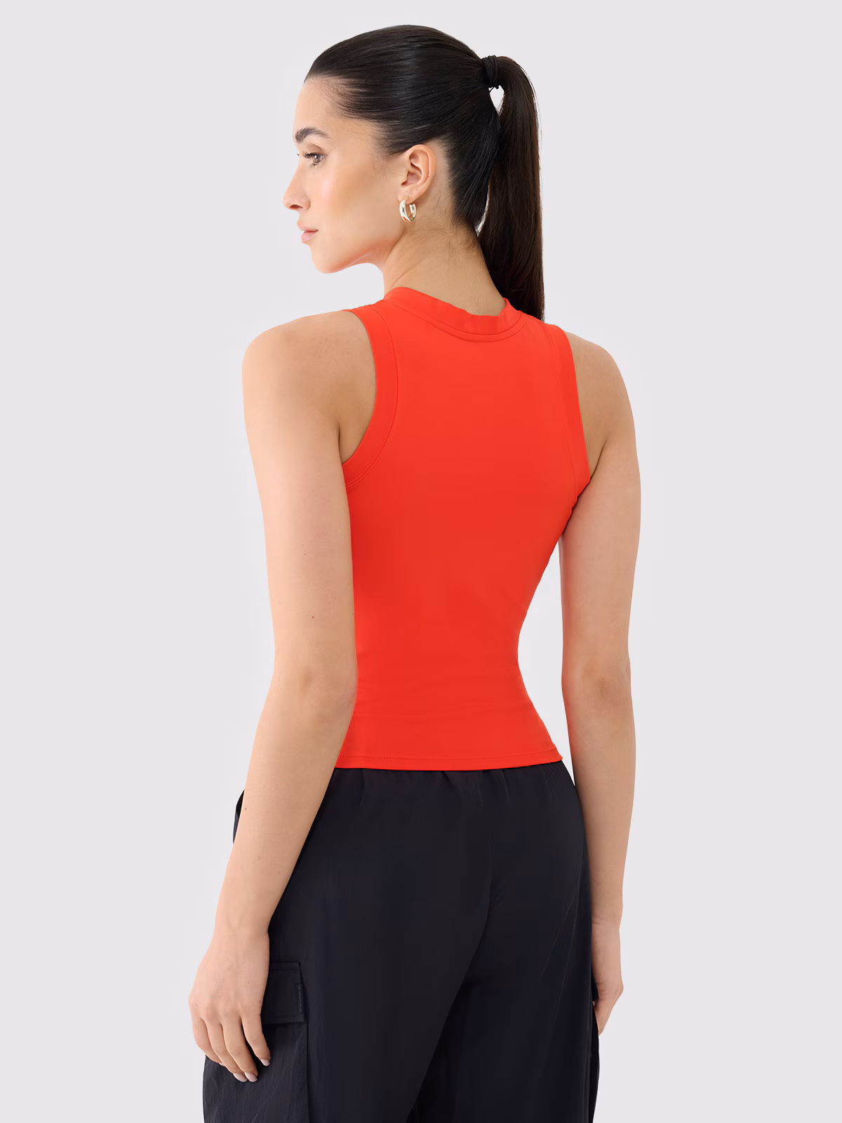 Crop-top slim damski - czarny