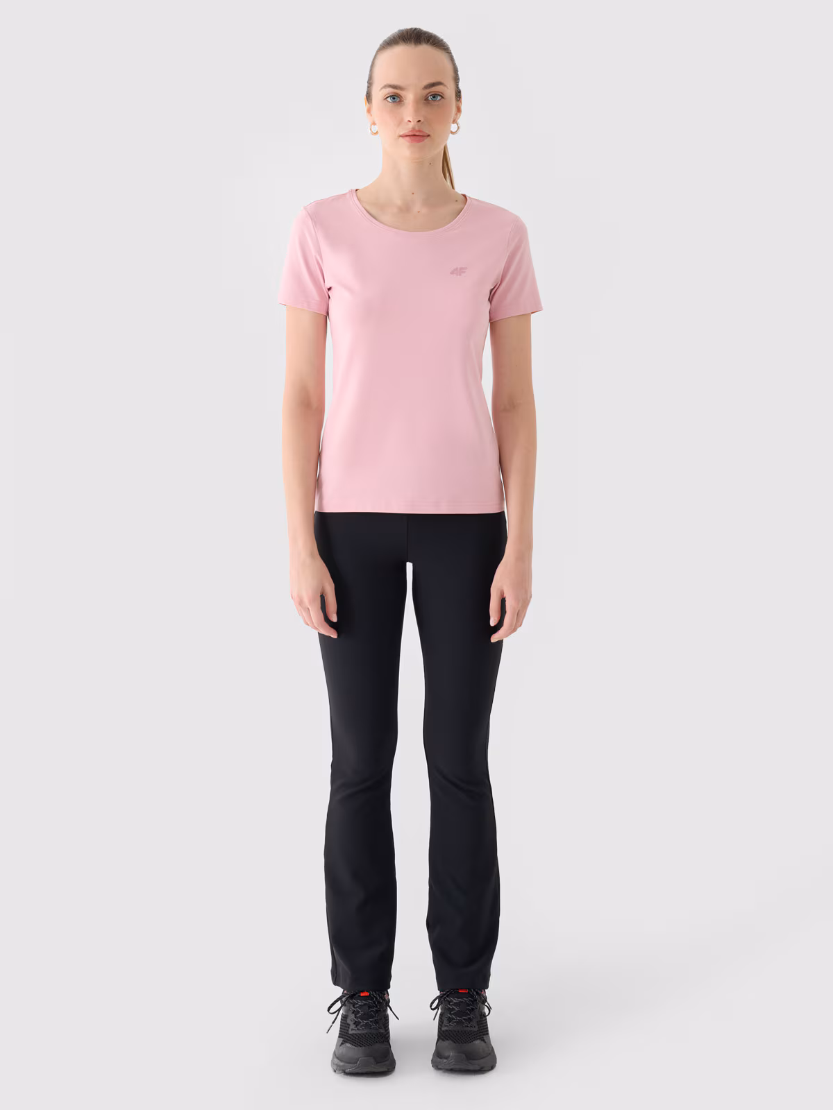 T-shirt slim gładki damski - czerwony