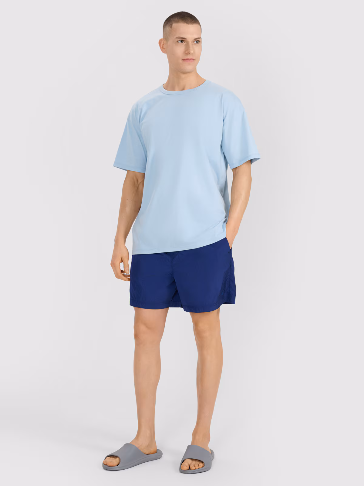 T-shirt oversize gładki męski - czarny