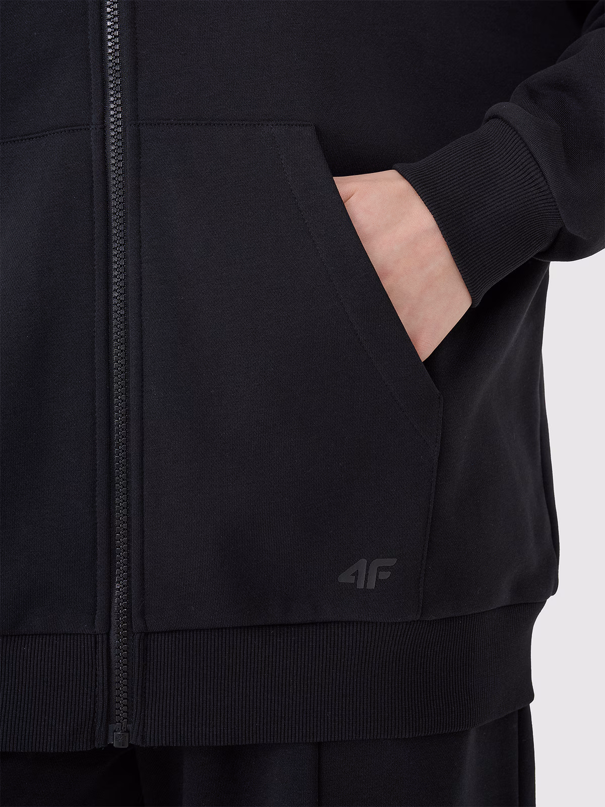 Bluza dresowa rozpinana z kapturem damska - czarna