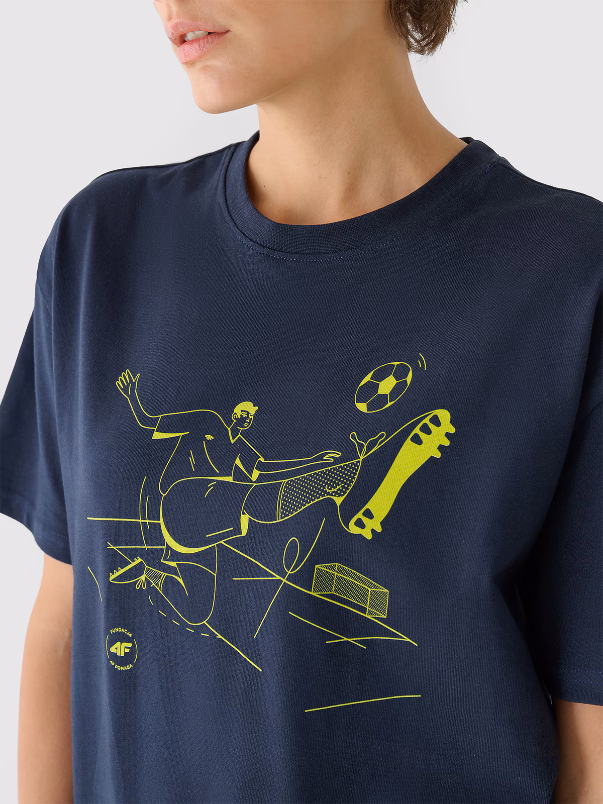 Koszulka oversize uniseks 4F Pomaga - granatowa