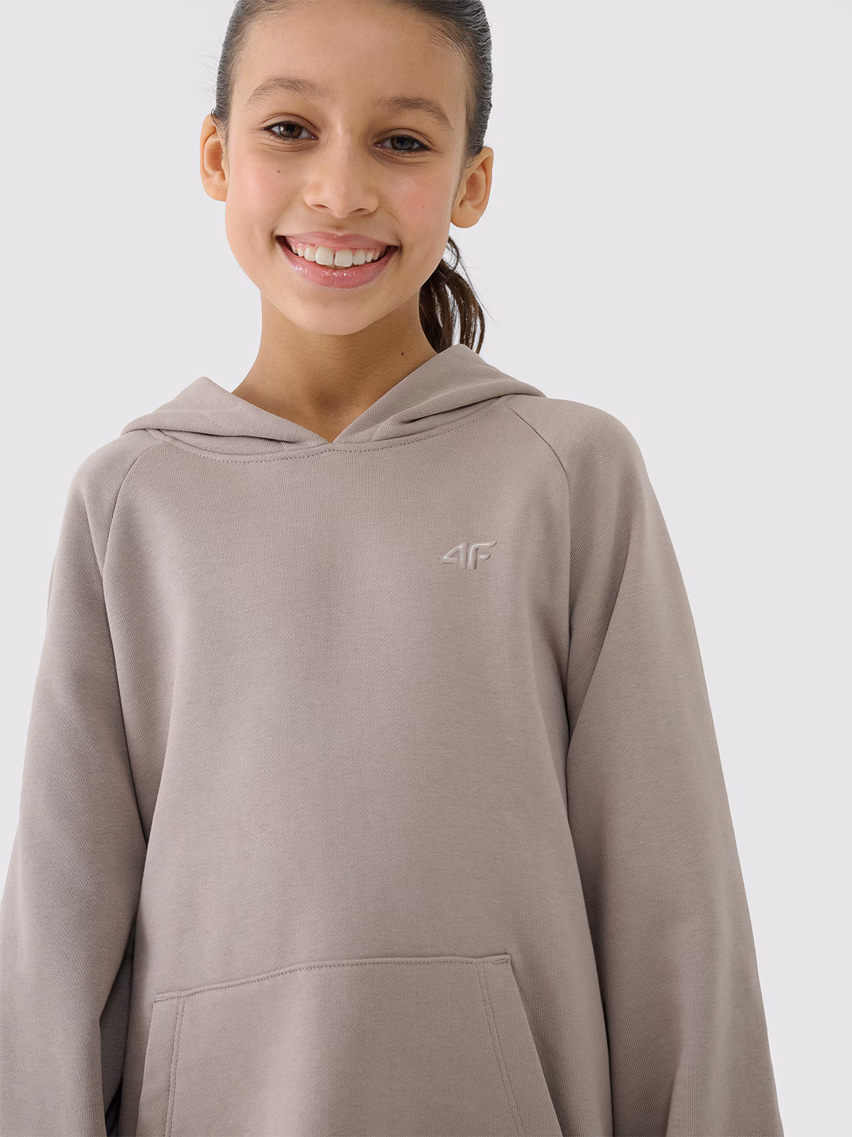 Bluza dresowa nierozpinana z kapturem dziewczęca - miętowa