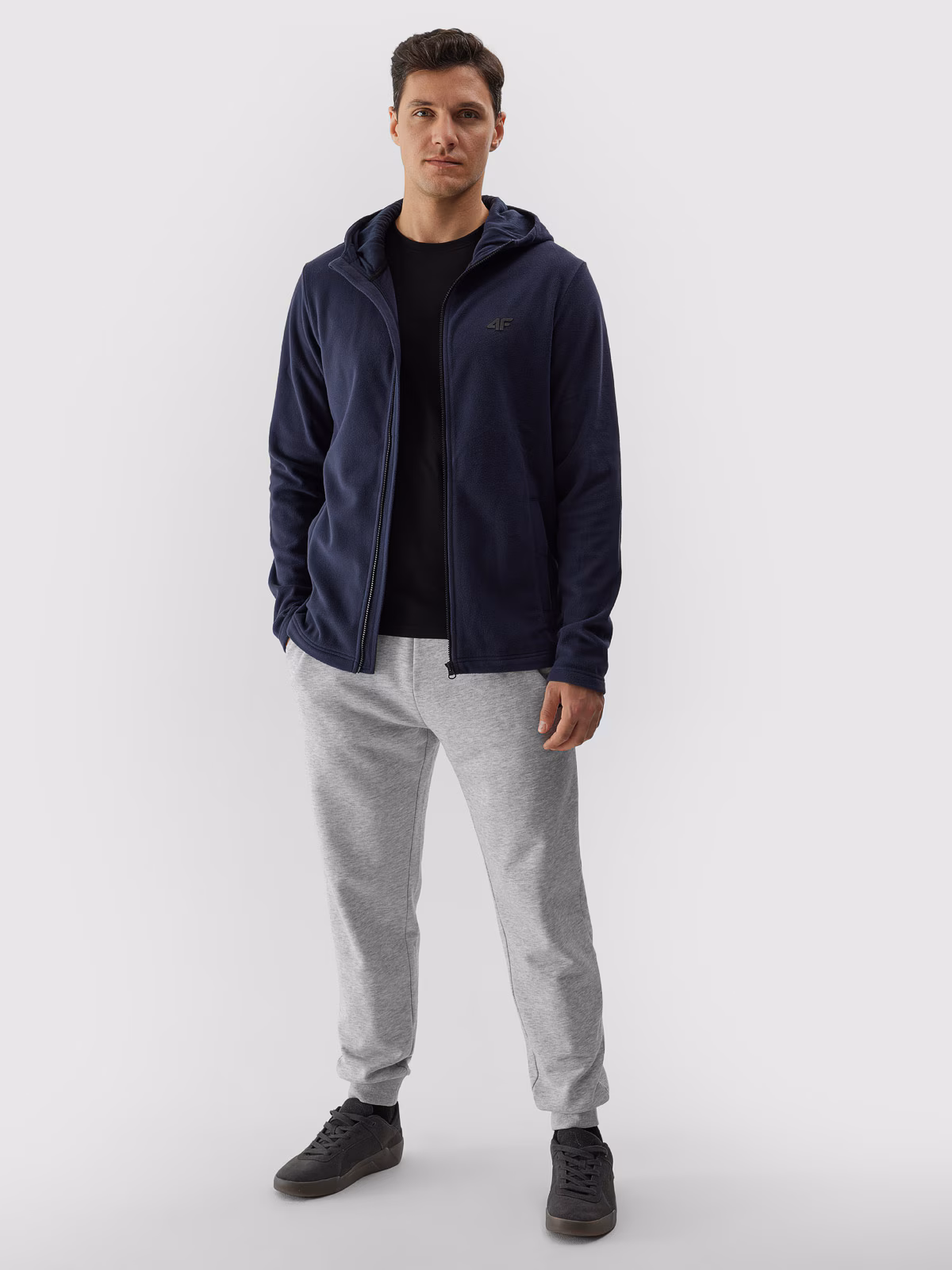 Polar z kapturem regular męski - granatowy