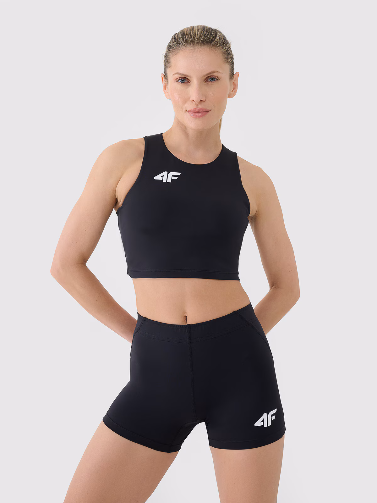 Legginsy krótkie treningowe damskie - niebieskie